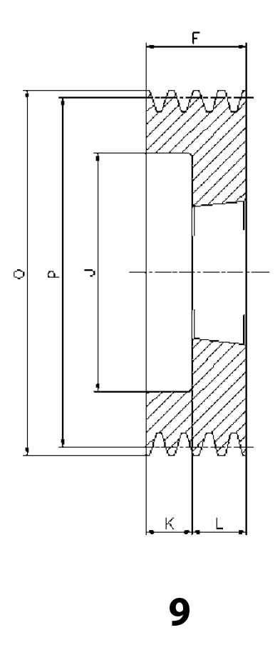 Клиновые шкивы тапербуш, форма 9